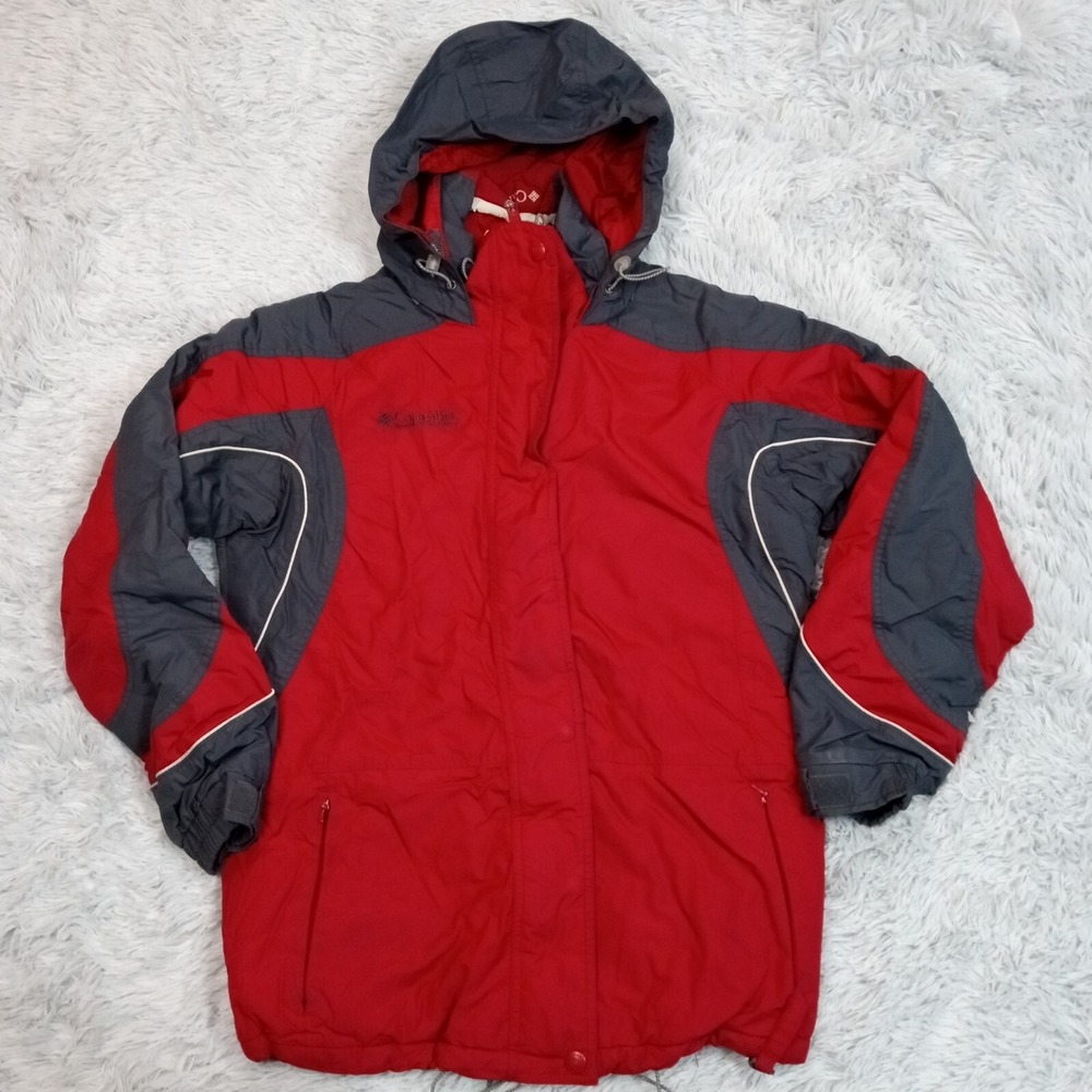 Columbia Womens Jacket Coat Red M Lightweight Softshell Pockets Zip Snap Up